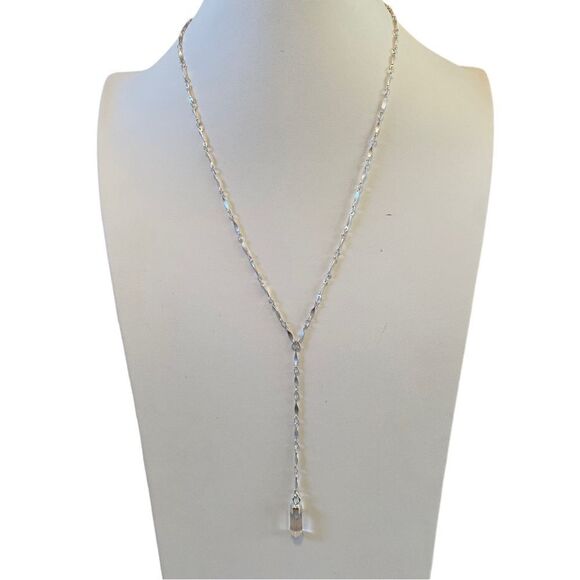 Lucky Brand Jewelry - Silver Toned Y Necklace w/Crystal Pendant on Beautiful Delicate Chain.